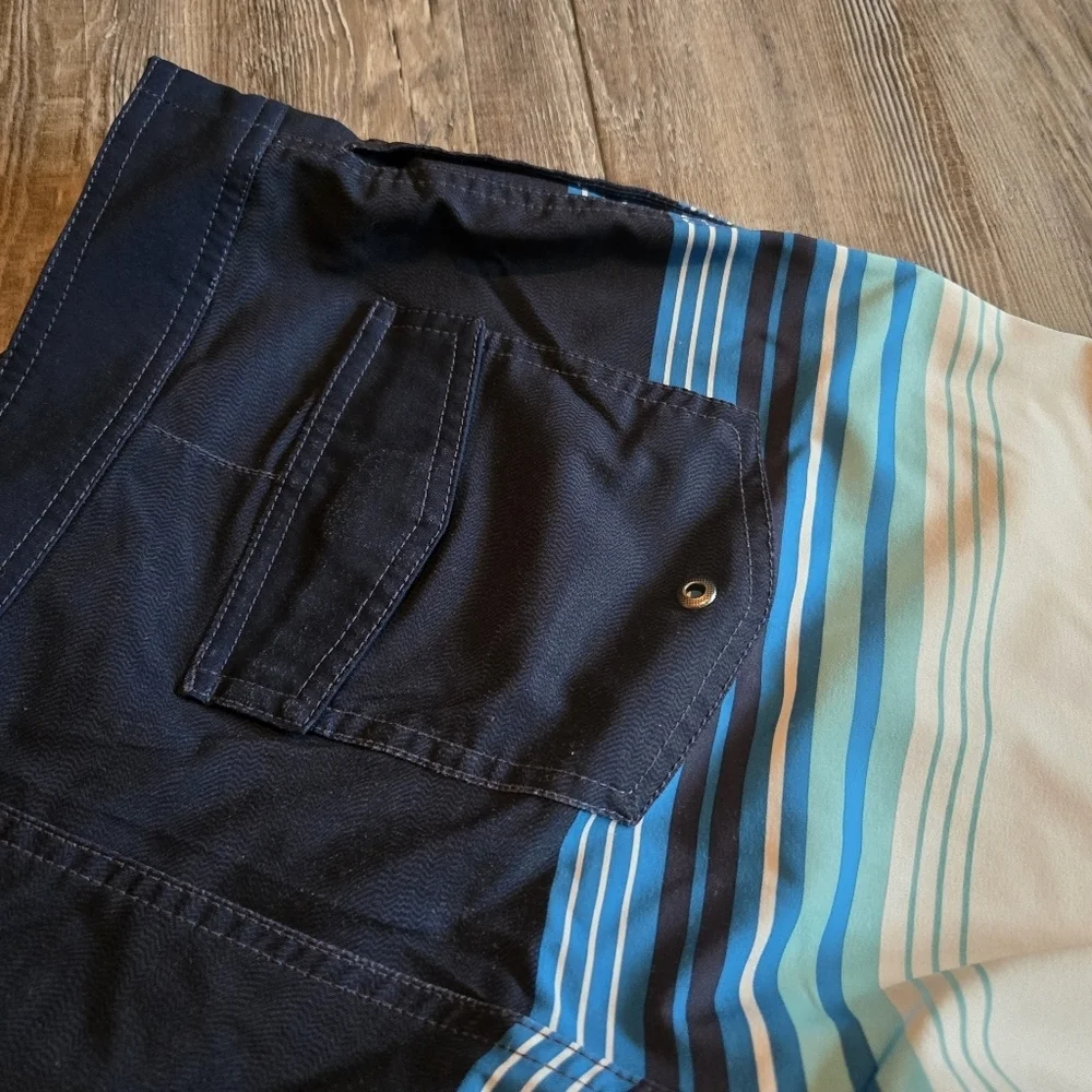 Men's Blue and Black Swim Shorts